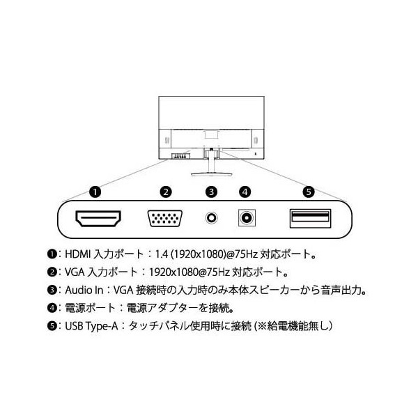JAPANNEXT JN-IPS238FHD-T [23.8型IPSフルHDパネル搭載タッチパネル対応モニター/HDMI/VGA] 激安の新品・型落ち・アウトレット  家電 通販 XPRICE エクスプライス (旧 PREMOA プレモア)