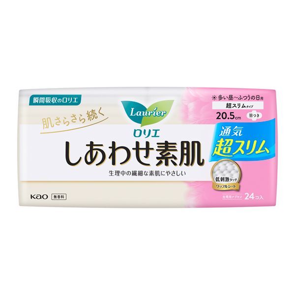 花王 ロリエ しあわせ素肌 スリムふつうの日用 羽つき 24コ入 | 激安の