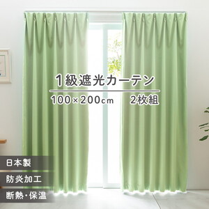 ユニベール 厚地カーテン ベルーイ 100×200cm 2枚入 グリーン