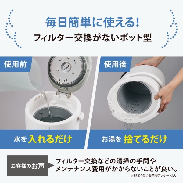 象印 EE-DG35-WA ホワイト [スチーム式加湿器 (木造6畳/コンクリ10畳