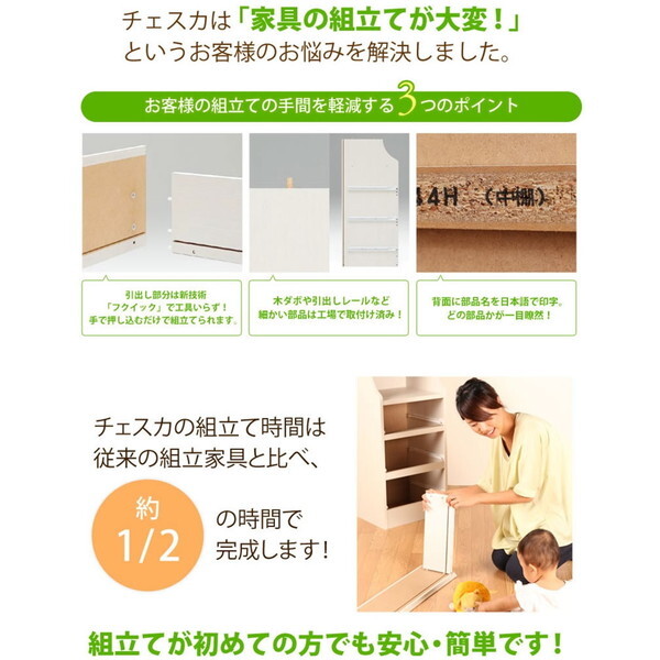 在庫処分】SHIRAI チェスカ CSC-9060H WH 組み立て簡単 カラ 在庫処分