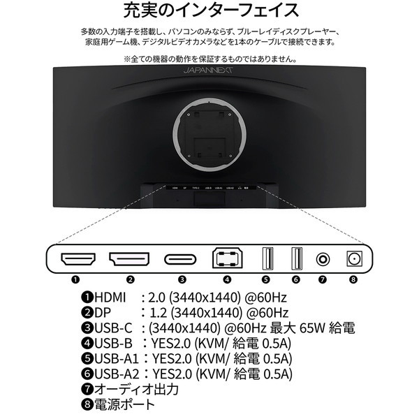 JAPANNEXT JN-IPSC34UWQHDR-C65W-H ブラック [34型 ワイド 湾曲液晶