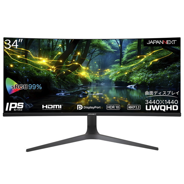 JAPANNEXT JN-IPSC34UWQHDR-H ブラック [34型 ワイド 湾曲液晶 ...