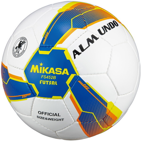 MIKASA FS452B-BLY ALMUNDO フットサルボール 検定球 4号球 手縫い 一般・大学・高校・中学生用 ブルー/イエロー
