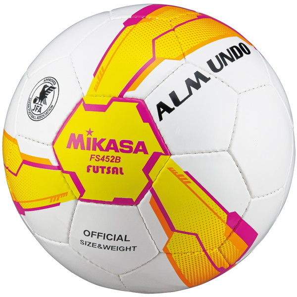 MIKASA FS452B-YP ALMUNDO フットサルボール 検定球 4号球 手縫い 一般・大学・高校・中学生用 イエロー/ピンク