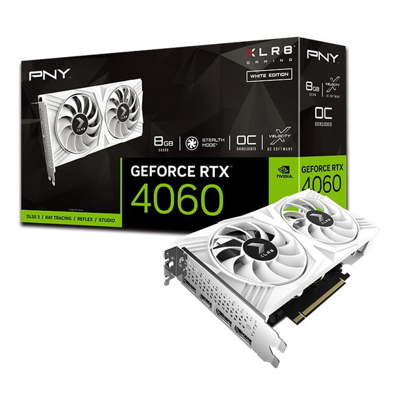 PNY VCG40608DFWXPB1-O ホワイト PNY GeFORCE RTX 4060 8GB XLR8 ...