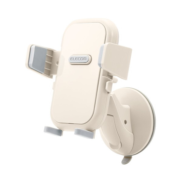 ELECOM HA-STSC01IV スマホスタンド 壁付け 吸盤式 角度調節可 耐荷重250g 対応サイズ(幅54〜87mm 厚み~20mm対応) iPhone Android