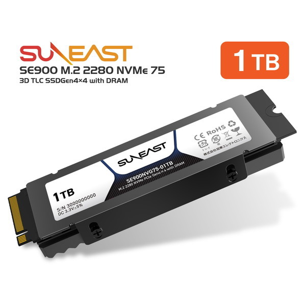 SUNEAST SE900NVG75-01TB [内蔵SSD M2 2280 NVMe 3D TLC SSDGen4×4 1TB ヒートシンク付] |  激安の新品・型落ち・アウトレット 家電 通販 XPRICE - エクスプライス (旧 PREMOA - プレモア)