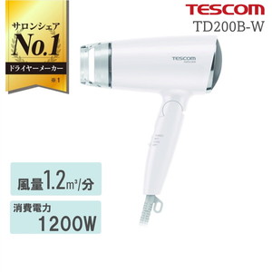 TESCOM TD200B-W ホワイト naturam [マイナスイオン ヘアードライヤー]