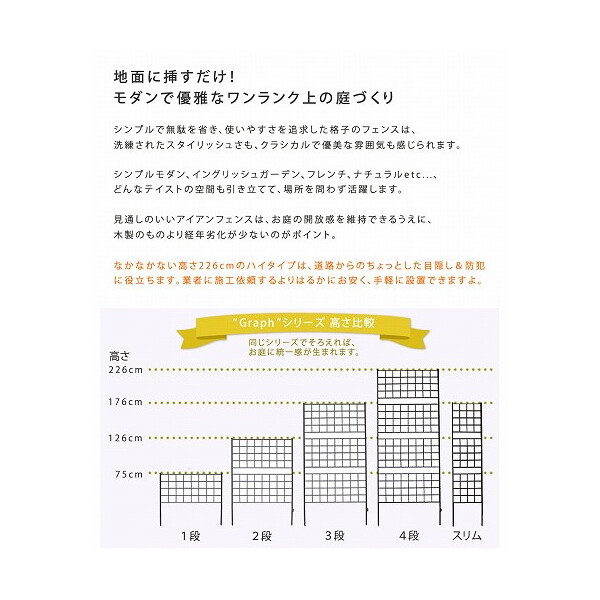 住まいスタイル アイアンフェンス グラフ 高さ226 1枚 IF-GR024-1P-BLK