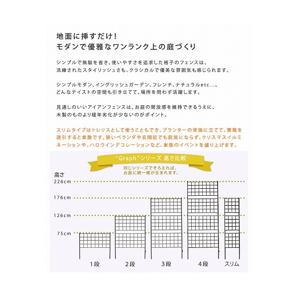 住まいスタイル アイアンフェンス スリムグラフ 高さ176 2枚組 IF