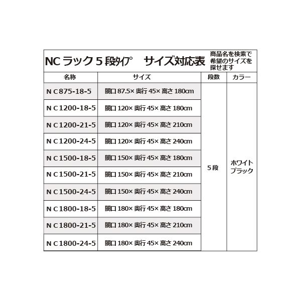 キタジマ 51010601502 スチールラック NC875-18-5段 ブラック | 激安の