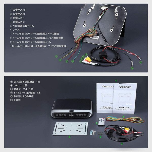 新品未使用　Eonon フリップダウンモニター L0121m Eonon L0122 メタルグレー [フリップダウンモニター 10.1インチ IR