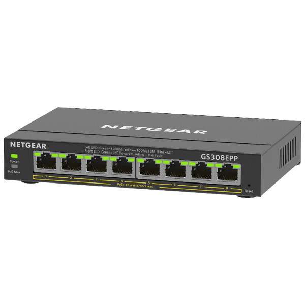 NETGEAR GS308EPP-100JPS [SOHO/家庭向けPoE+対応 (123W) ギガビット8ポートアンマネージプラススイッチ]