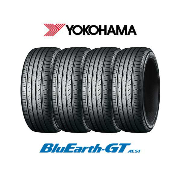 YOKOHAMA BluEarth-GT AE51 225/50R17 RIZLEY KC ブラックポリッシュBC 17インチ 7J+40 5H-114.3 4本セット