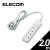 ELECOM T-ST02N-2620WH ホワイト [シャッター付電源タップ 6個口 2m L字プラグ]