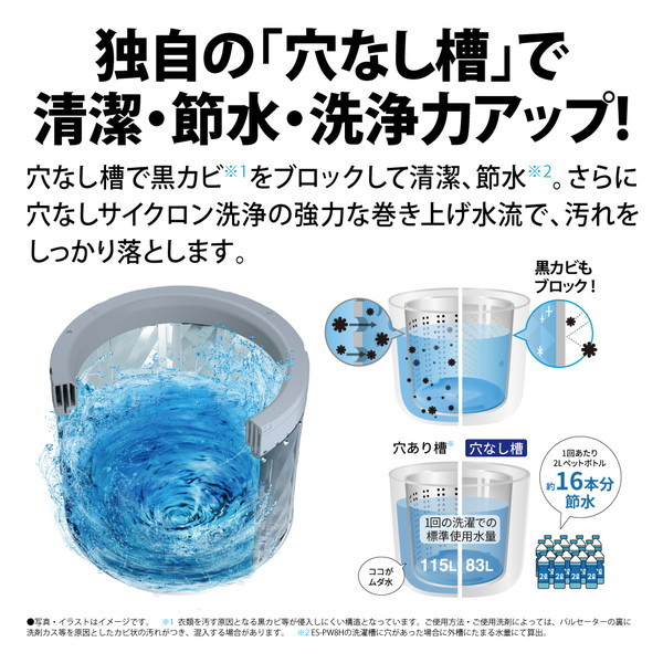 SHARP ES-PW8H-N ゴールド系 [縦型洗濯乾燥機 (洗濯8.0kg/乾燥4.5kg