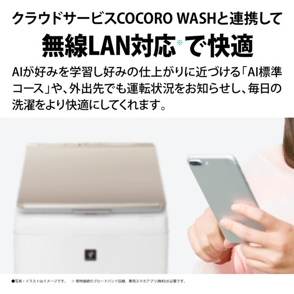 SHARP ES-PW8H-N ゴールド系 [縦型洗濯乾燥機 (洗濯8.0kg/乾燥4.5kg