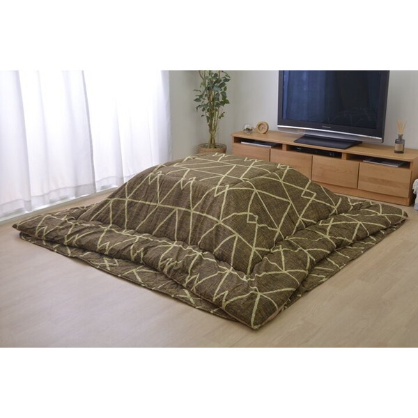 イケヒコ・コーポレーション 1160740060801 こたつ布団 正方形 シンプル 幾何柄 掛け敷きセット ブラウン 約190×190cm