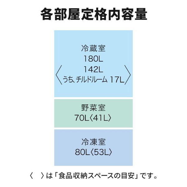 MITSUBISHI MR-C33M-W ホワイト Cシリーズ [冷蔵庫 (330L・右開き