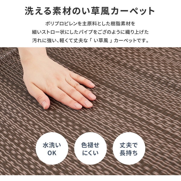 日本製 洗える PPカーペット ブラウン 団地間6畳 約255×340cm 日本製 洗える PPカーペット ブラウン 団地間6畳 約255×340cm