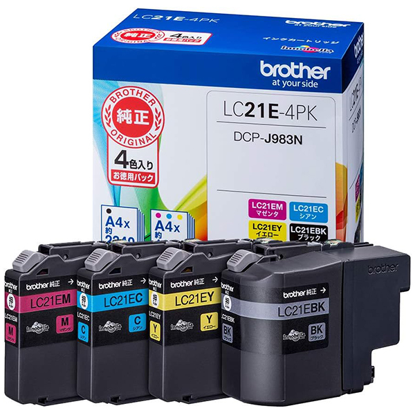 Brother LC21E-4PK [インクカートリッジ大容量タイプ お徳用4色パック