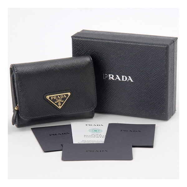PRADA プラダ 三つ折財布 ブラック 1MH044 QHH F0002 TRI FOLD WALLET 