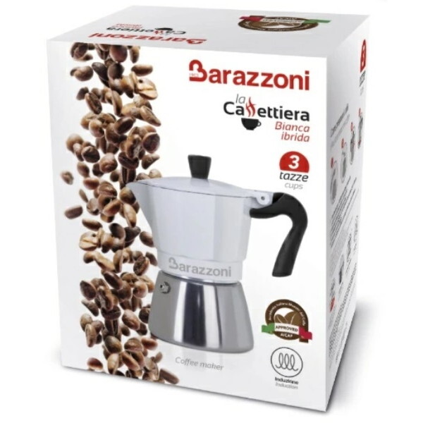 Barazzoni IH対応&直火式エスプレッソメーカー 6カップ用 ホワイト 830005106
