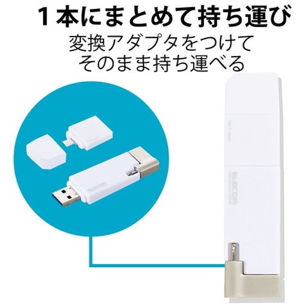 ELECOM MF-LGU3B032GWH ホワイト [iPhone iPad USBメモリ Apple MFI