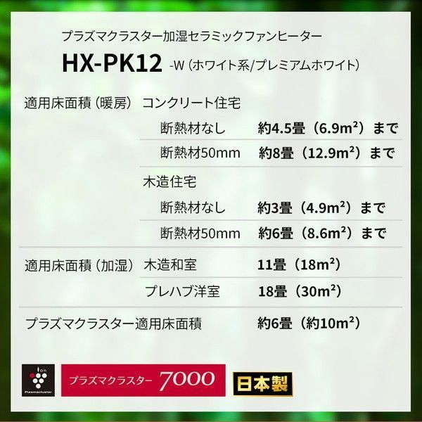 SHARP 加湿セラミックファンヒーター HX-PK12-W 2021年