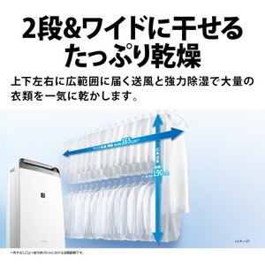 ほぼ未使用 SHARP 衣類乾燥除湿機 コンプレッサー方式 15畳/30畳 SHARP CV-S180-W ホワイト [コンプレッサー式衣類乾燥除湿機 (木造20畳