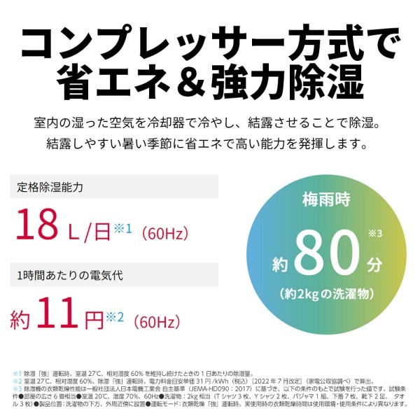 SHARP CV-S180-W ホワイト [コンプレッサー式衣類乾燥除湿機 (木造20畳
