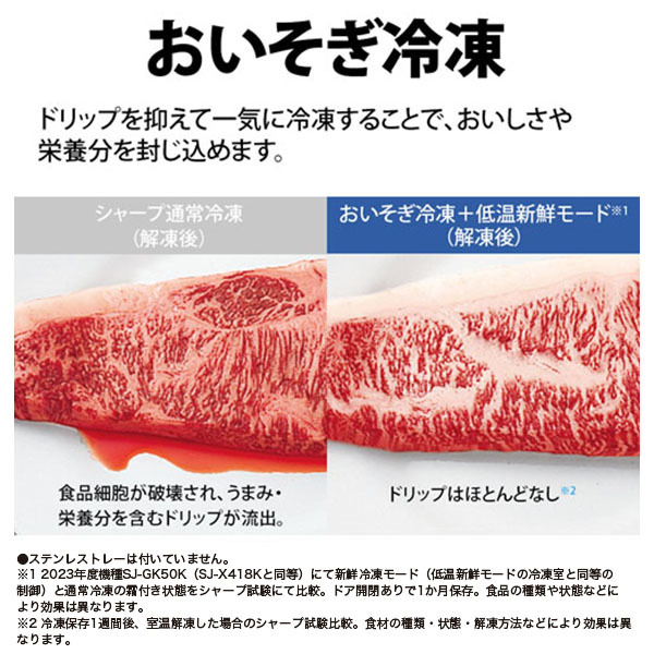 SHARP SJ-X418K-W マットオフホワイト [冷蔵庫 (412L・左右フリー