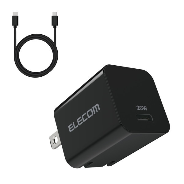 ELECOM MPA-ACCP33BK ブラック USB Type-C 充電器 PD 対応 20W タイプC