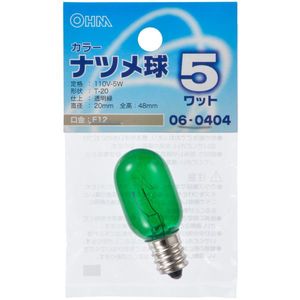 オーム電機 LB-T205-CG [カラーナツメ球 E12 5W クリアグリーン]