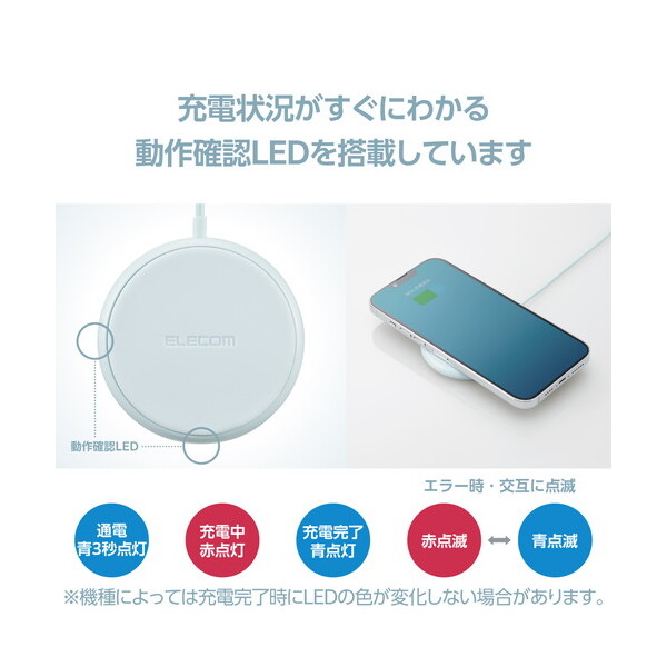 コンパクト ワイヤレス充電器 Qi規格 スマホ 置くだけ充電パッド ホワイト コンパクト ワイヤレス充電器 Qi規格 スマホ 置くだけ充電パッド