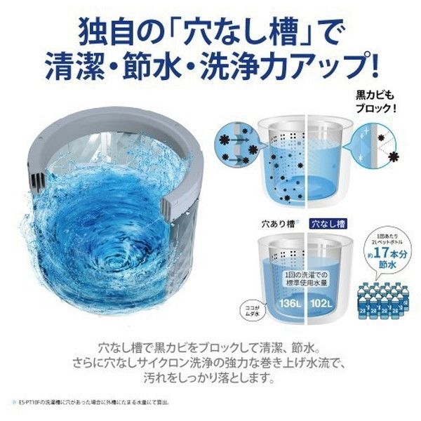 SHARP ES-PT10F-T ブラウン [洗濯乾燥機 (洗濯10.0kg/乾燥5.0kg