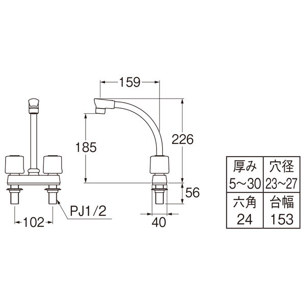 全品送料0円 K71D-W 三栄 キッチン水栓 ツーバルブ台付混合栓 ミニキッチン向け 共用形
