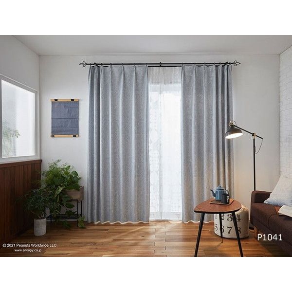 スミノエ ピーナッツ 遮光 カーテン スヌーピー シティースケープ 100