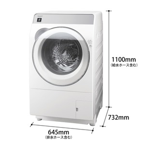 SHARP 電気式衣類乾燥機 ホワイト SHARP ES-K11C-WR クリスタルホワイト [ドラム式洗濯乾燥機(洗濯11.0kg