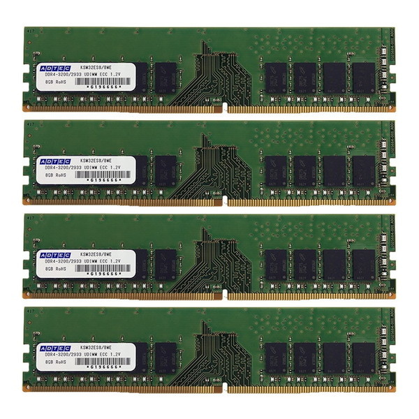 ADTEC ADS3200D-E16GSB4 [メモリ (DDR4-3200 UDIMM ECC 16GB×4枚 1Rx8