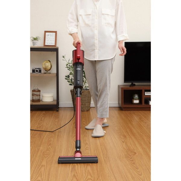 掃除機 静電モップ付き アイリスオーヤマ 極細軽量 スティッククリーナー 2Way 立てかけ収納 レッド IC-SBA6-R 0 IRIS OHYAMA（アイリスオーヤマ） 掃除機 静電モップ付き 極細軽量