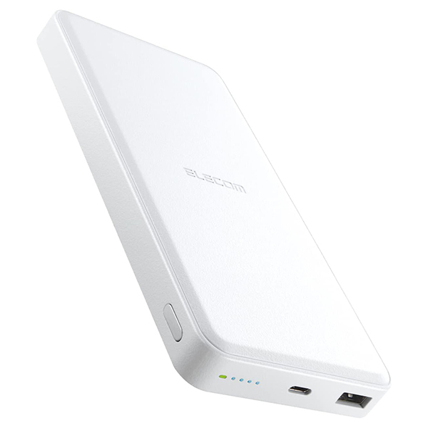 ELECOM DE-C39-12000WH ���o�C���o�b�e���[ 12000mAh PD 20W ���o�� (Type C ×1) �o�� (USB A ×1) �����_�S���`�E���C�I���o�b�e���[ �z���C�g ���S�̍����]���� ���{���[�J�[