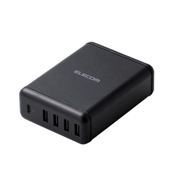 ELECOM MPA-ACD02BK X}[gtHE^ubgpAC[d USB-A4|[g(܂[d) Type-C1|[g(PD30W) dP[u1.5m ubN