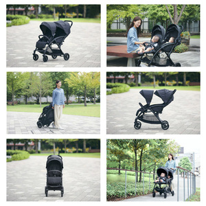 【美品】KATOJI タンデムストローラー シングルタイヤ 二人乗りベビーカー KATOJI タンデムストローラー シングルタイヤ ブラック 41462
