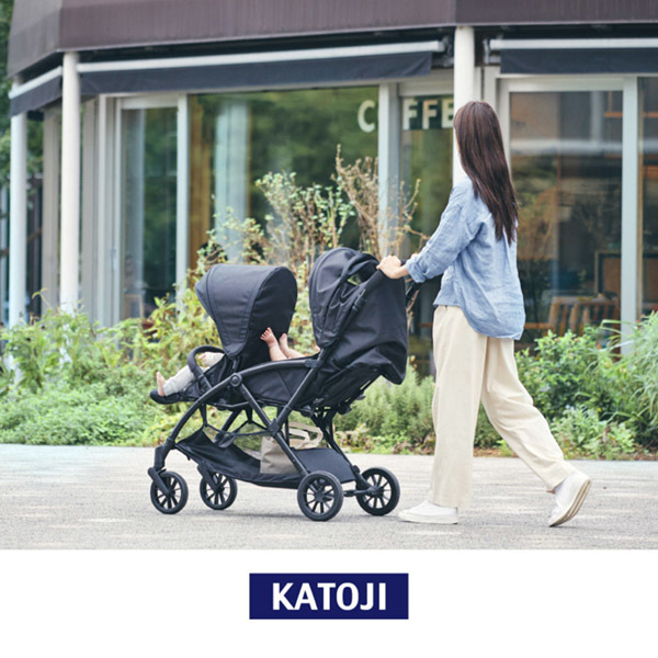 KATOJI タンデムストローラー シングルタイヤ ブラック 41462 [二人