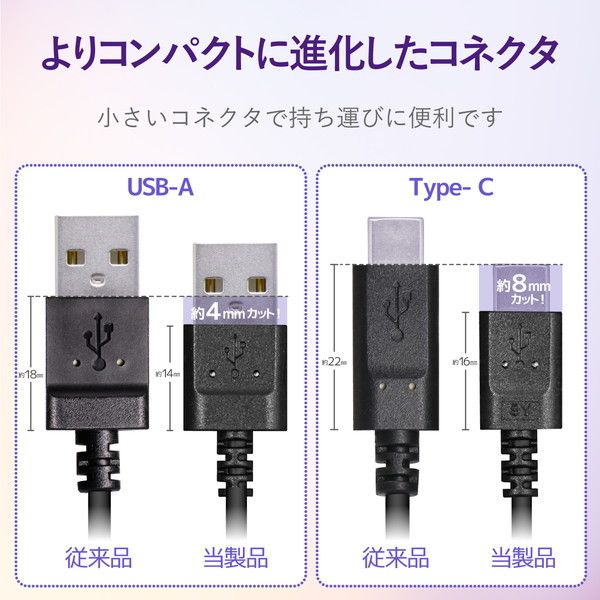 ELECOM MPA-ACXCL03NBK ブラック(黒) [スリム カラフル USBケーブル タイプC USB-C&USB-A 30cm(0.3m)  USB規格認証品 急速充電 通信対応]