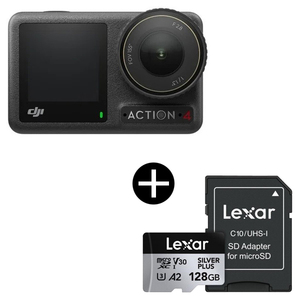 DJIOsmoAction4スタンダードコンボ + LEXAR LMSSIPL128G-BNANG Professional SILVER PLUS microSDXC UHS-I マイクロSDカード 128GB セット