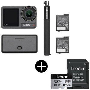 DJIOsmoAction4アドベンチャーコンボ + LEXAR LMSSIPL128G-BNANG Professional SILVER PLUS microSDXC UHS-I マイクロSDカード 128GB セット