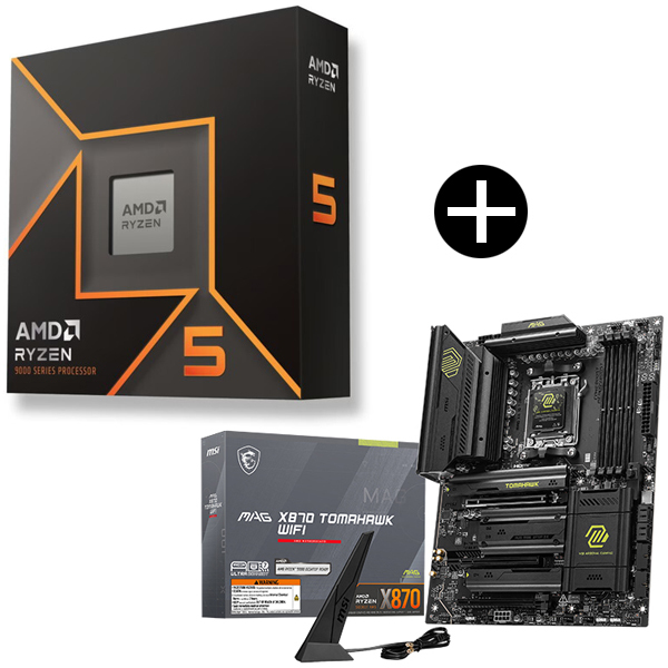 AMD Ryzen 5 9600X W/O Cooler WOF (6C/12T、3.9GHz、65W) CPU + MSI 